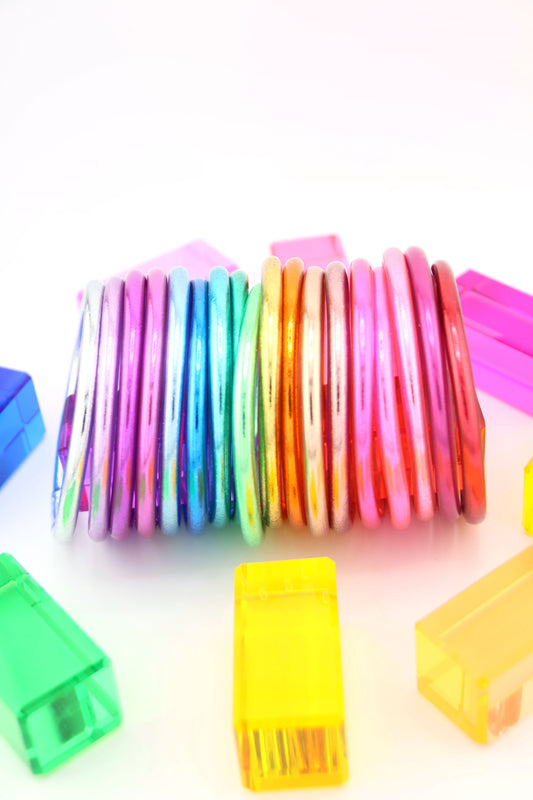 Full Spectrum Stack: 19 Thai Buddhist Temple Bracelets, Mantra Bangle Set