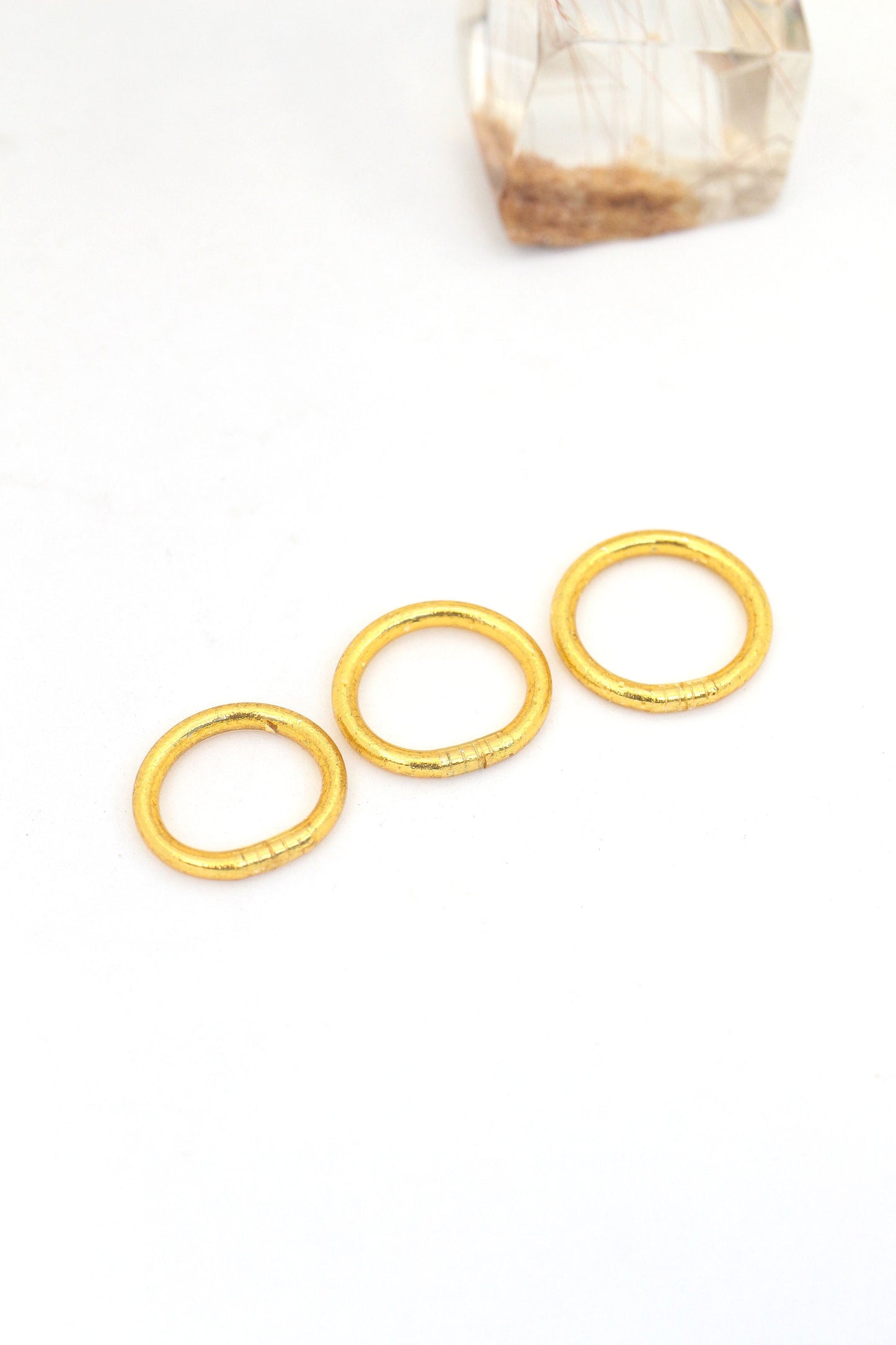 Thai Buddhist Temple Rings, Gold Flake Mantra Jewelry