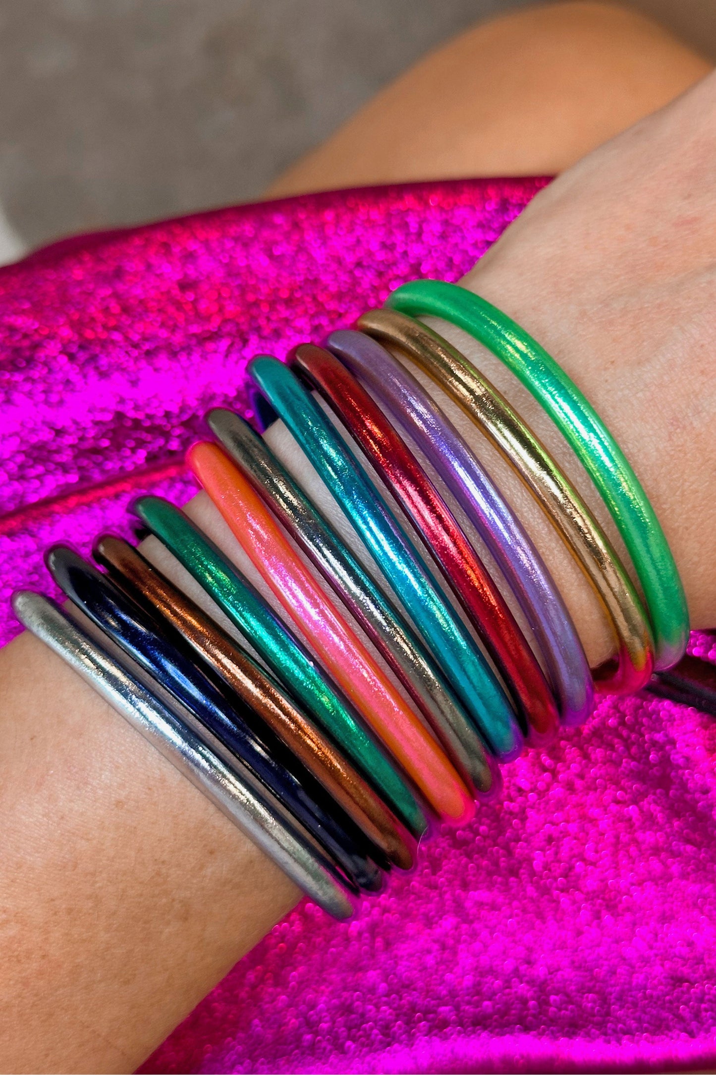 The Bolter Stack: 11 Thai Buddhist Temple Bracelets, Mantra Bangle Set