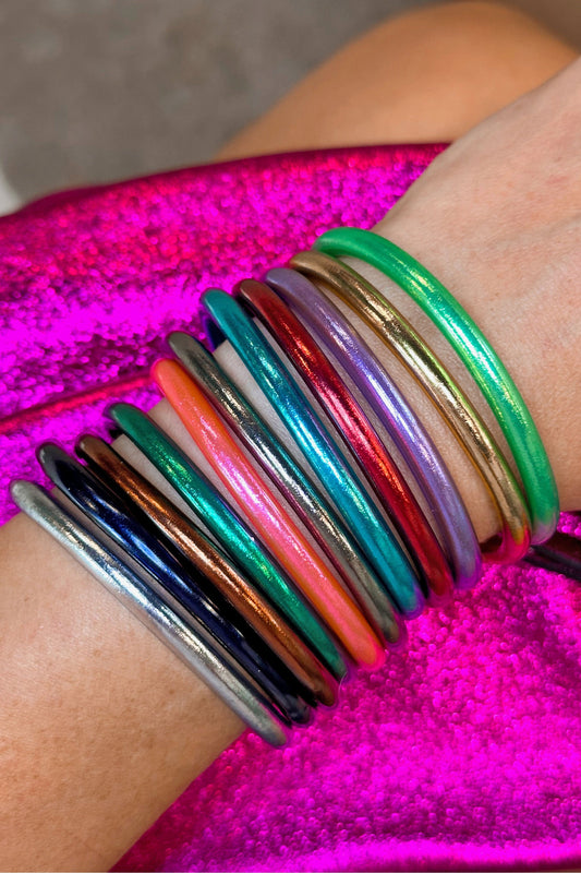 The Bolter Stack: 11 Thai Buddhist Temple Bracelets, Mantra Bangle Set