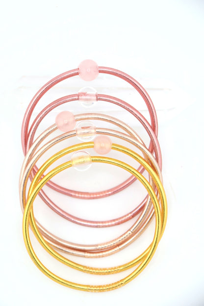 Crystal Energy Thin Thai Buddhist Temple Bangles, Mantra Bracelets
