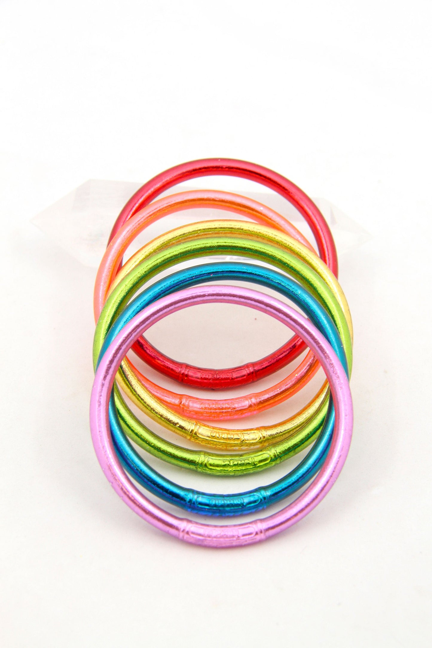 Retro Rainbow Stack: 6 Thai Buddhist Temple Bracelets, Mantra Bangle Set