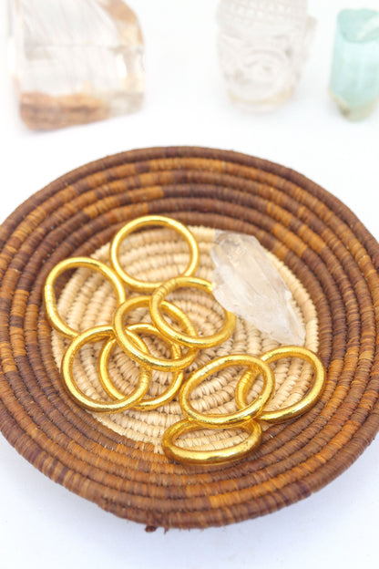 Thai Buddhist Temple Rings, Gold Flake Mantra Jewelry