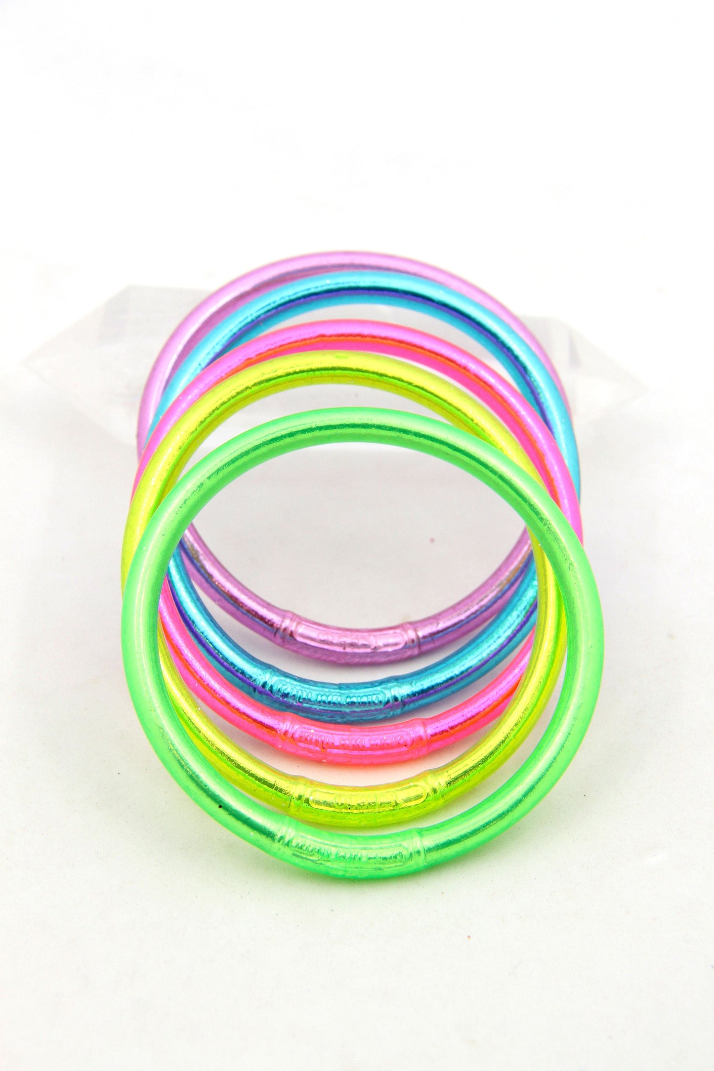 Neon Party Stack: 5 Thai Buddhist Temple Bracelets, Mantra Bangle Set