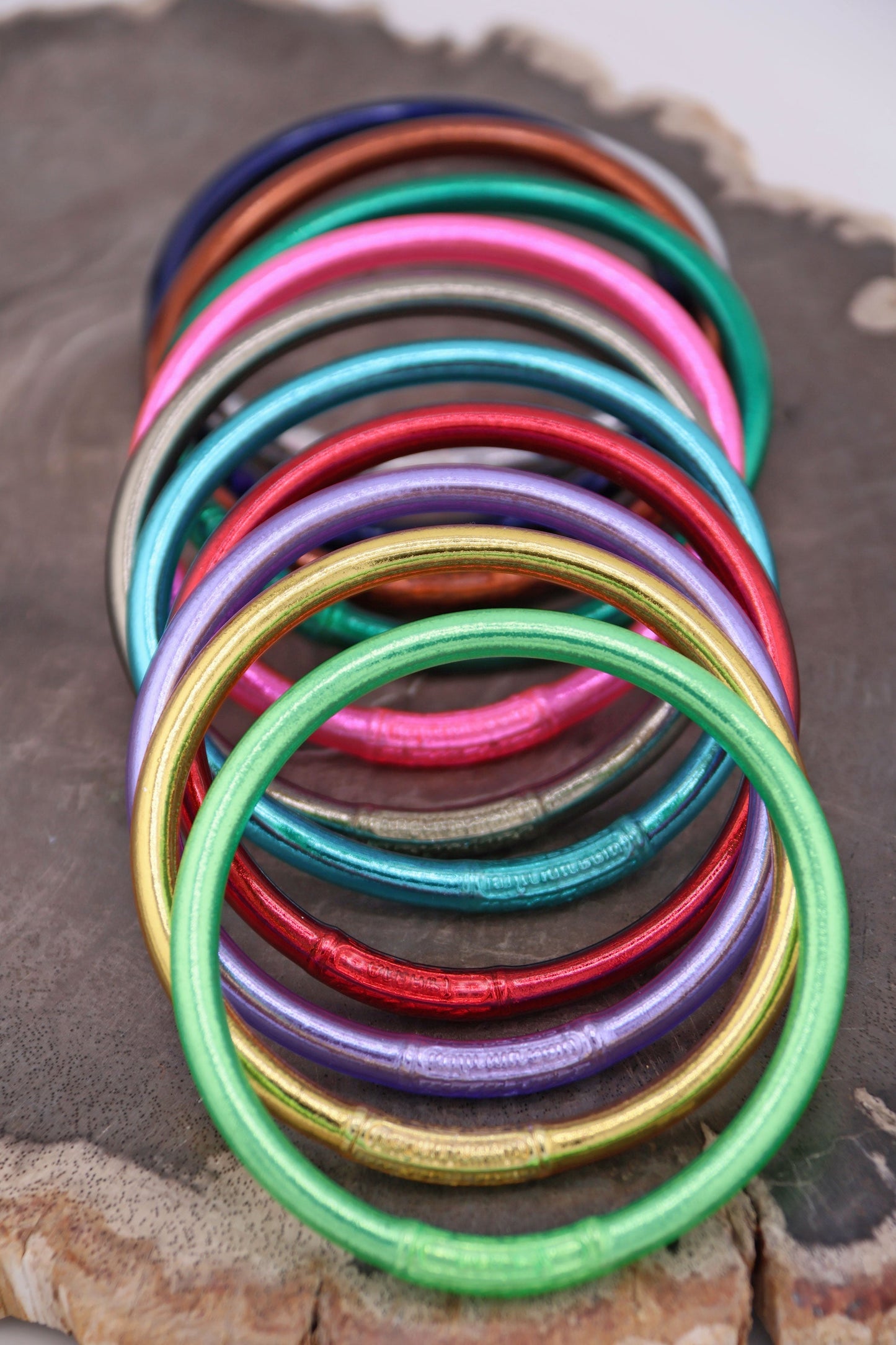 The Bolter Stack: 11 Thai Buddhist Temple Bracelets, Mantra Bangle Set