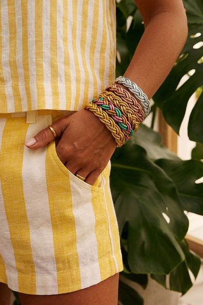 Double Braided Thai Buddhist Temple Bracelets, Mantra Bangles