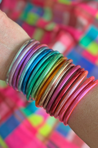 Full Spectrum Stack: 19 Thai Buddhist Temple Bracelets, Mantra Bangle Set