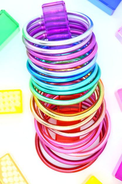 Full Spectrum Stack: 19 Thai Buddhist Temple Bracelets, Mantra Bangle Set