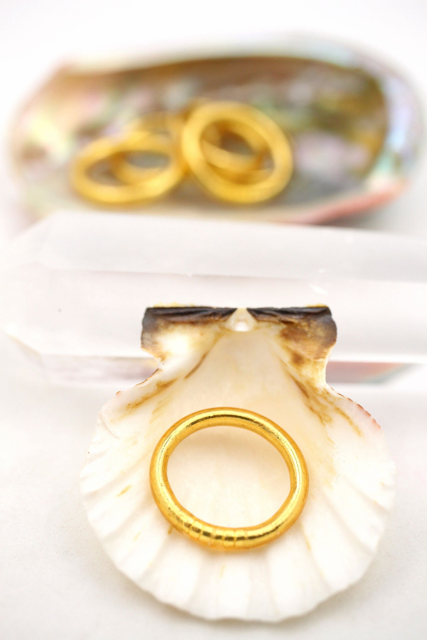 Thai Buddhist Temple Rings, Gold Flake Mantra Jewelry