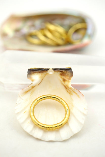 Thai Buddhist Temple Rings, Gold Flake Mantra Jewelry