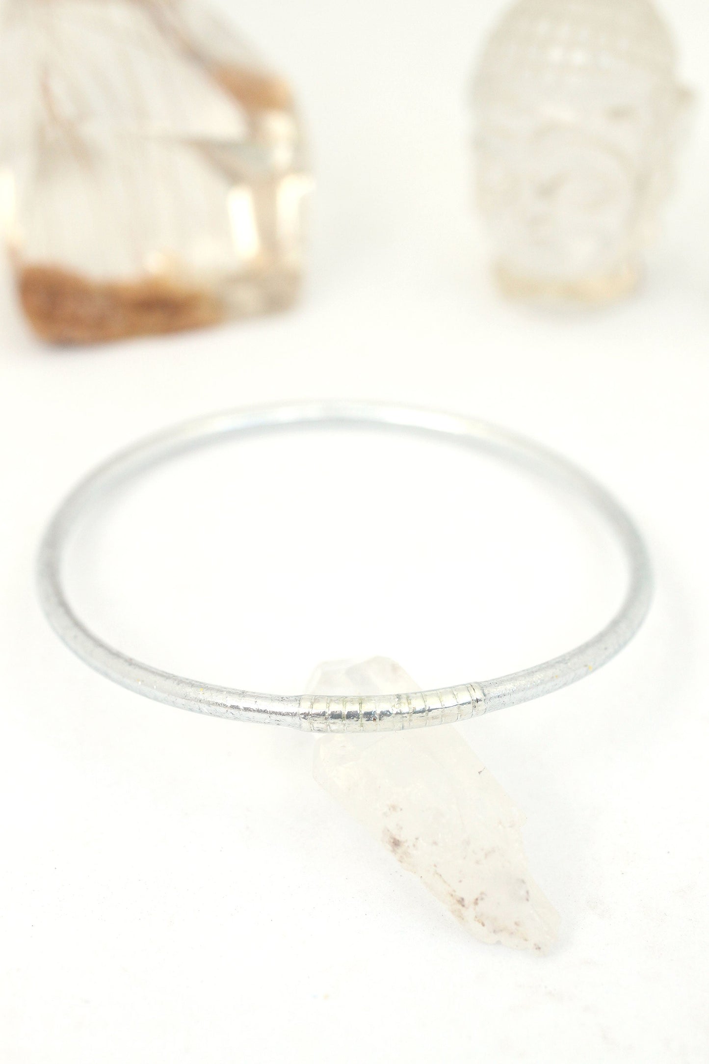 Thin Thai Buddhist Temple Bracelets, Metallic Mantra Bangles