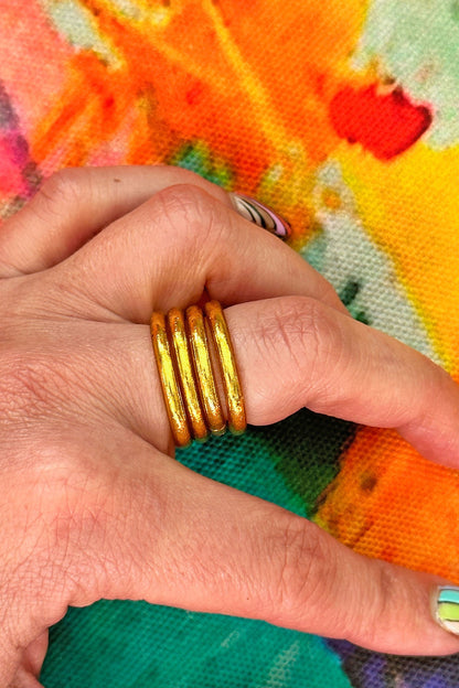 Thai Buddhist Temple Rings, Gold Flake Mantra Jewelry