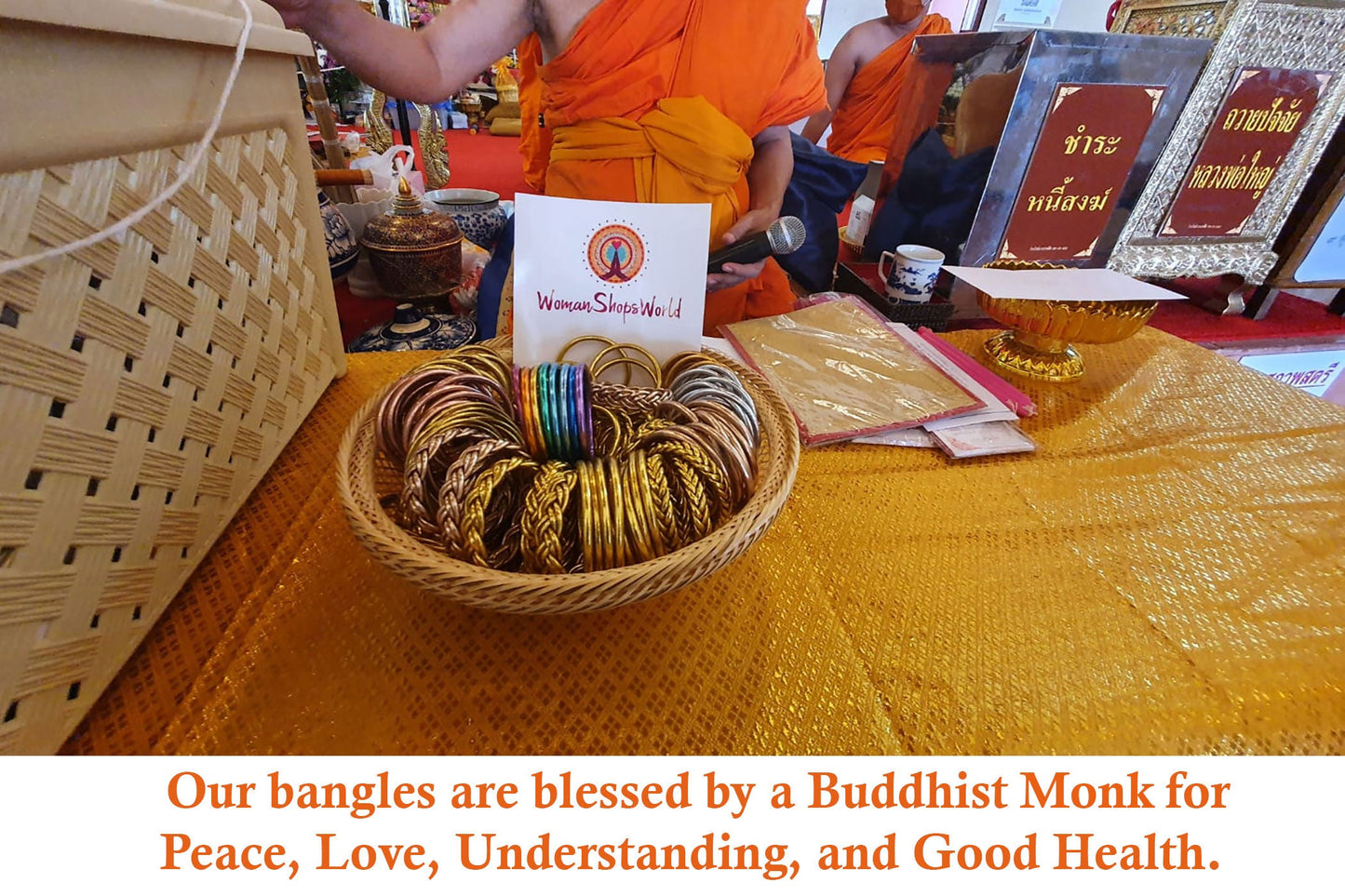 Full Spectrum Stack: 19 Thai Buddhist Temple Bracelets, Mantra Bangle Set