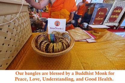 Full Spectrum Stack: 19 Thai Buddhist Temple Bracelets, Mantra Bangle Set