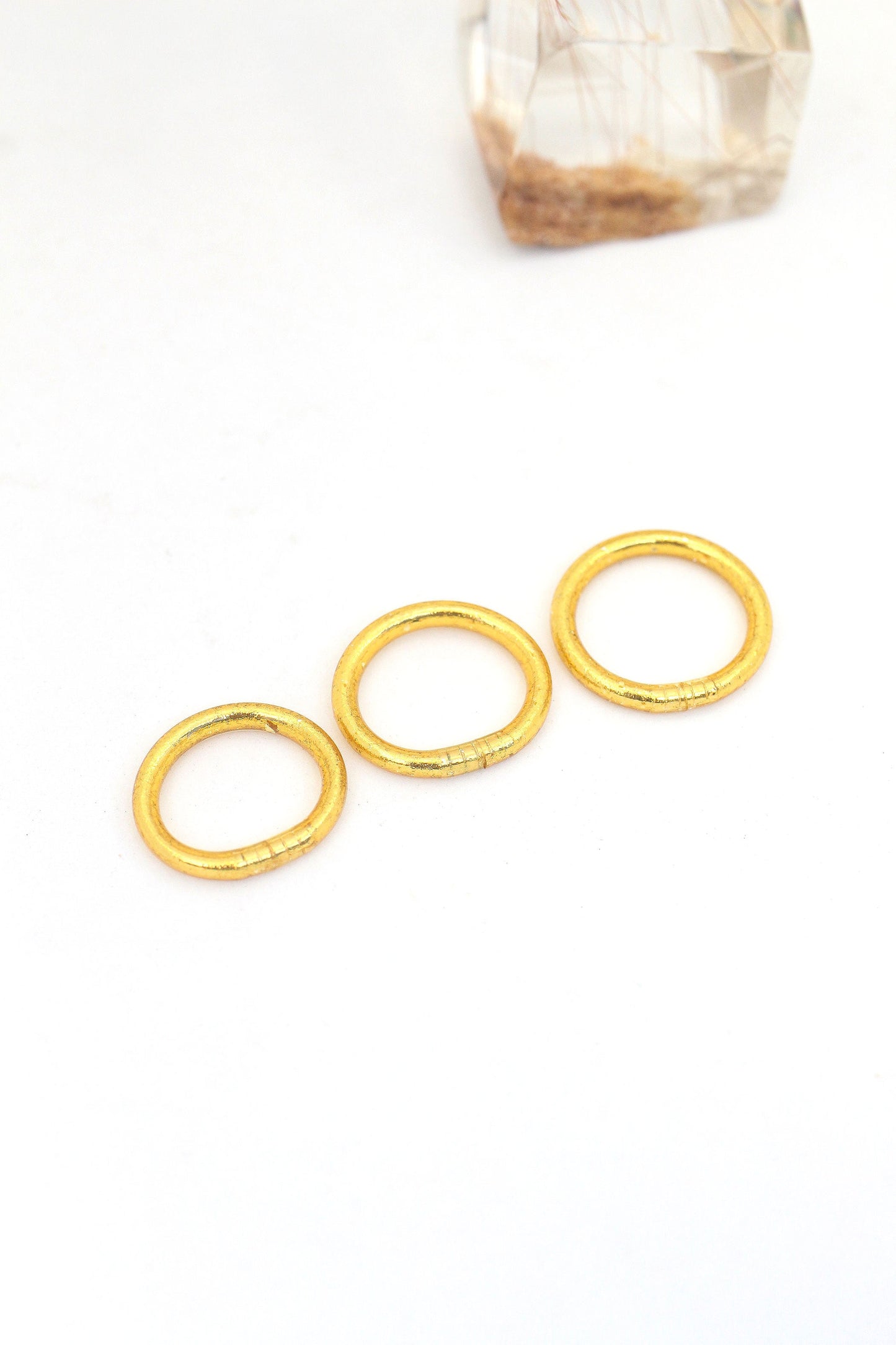 Thai Buddhist Temple Rings, Gold Flake Mantra Jewelry