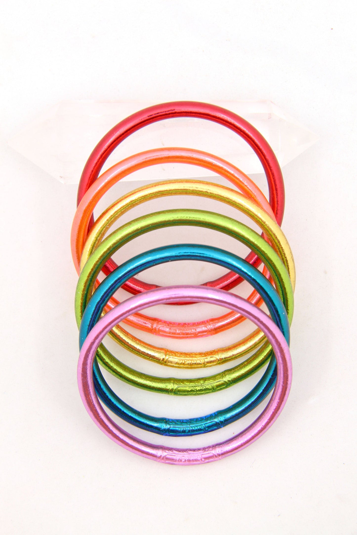 Retro Rainbow Stack: 6 Thai Buddhist Temple Bracelets, Mantra Bangle Set