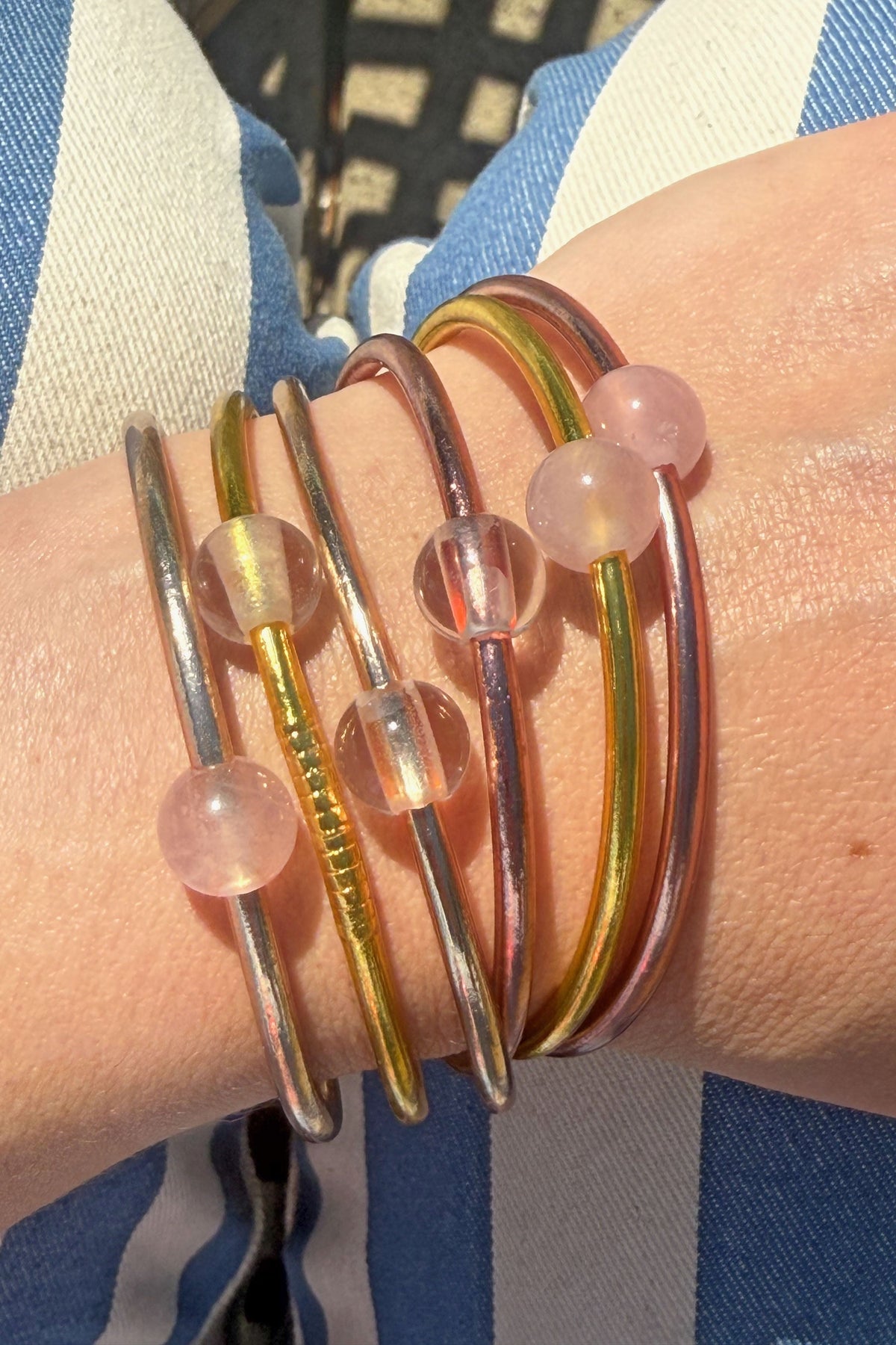 Crystal Energy Thin Thai Buddhist Temple Bangles, Mantra Bracelets