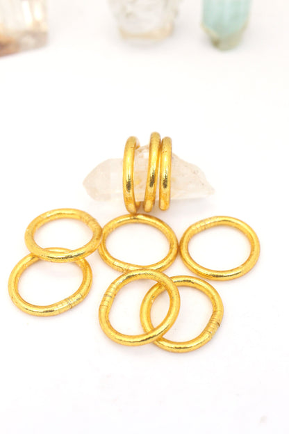 Thai Buddhist Temple Rings, Gold Flake Mantra Jewelry